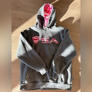 Gray Men's Hoodie with Pink Accents